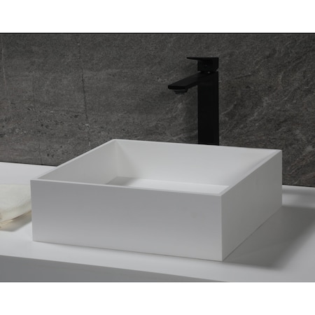 Alfi Brand 14" Square White Matte Solid Surface Resin Sink ABRS14S